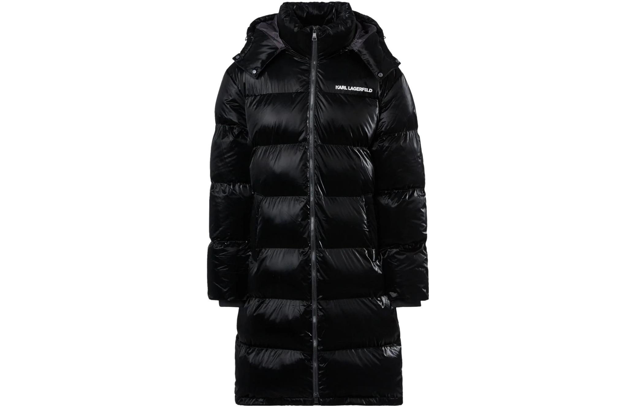 Karl Lagerfeld FW23 Black Hooded Puffer Jacket Casual Outerwear 236M1508999