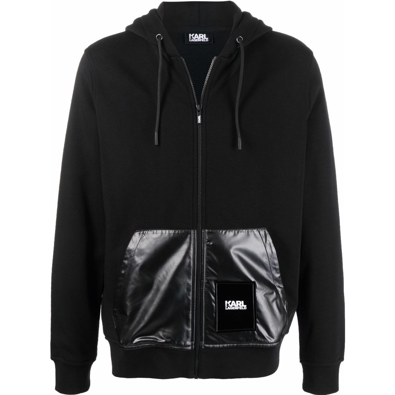 Karl Lagerfeld FW23 Black Hoodie with Logo Patchwork Design for Casual Wear KL210199990