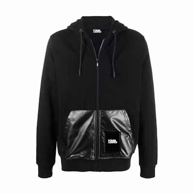 Karl Lagerfeld FW23 Black Hoodie with Logo Patchwork Design for Casual Wear KL210199990