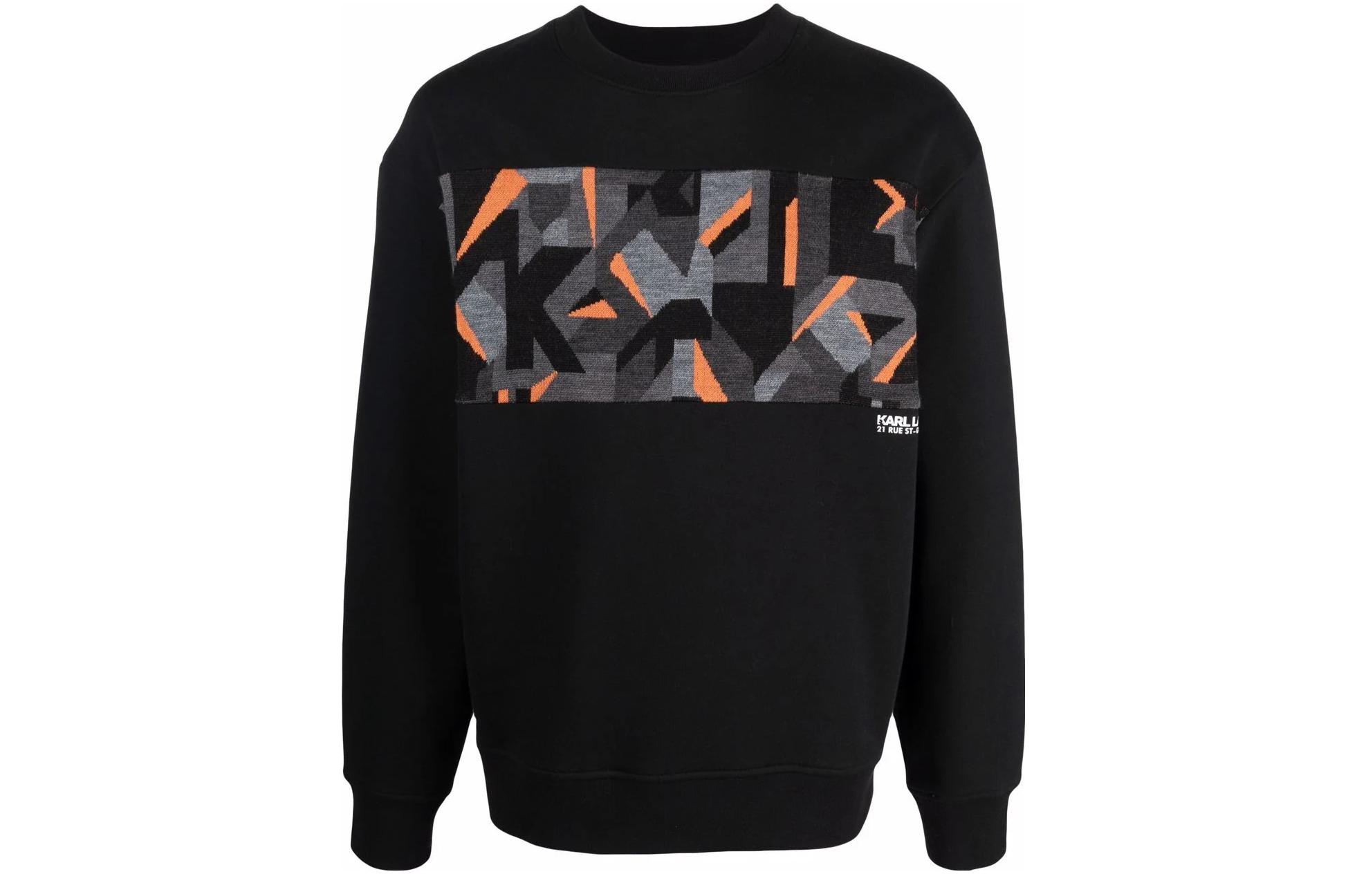 Karl Lagerfeld FW23 Black Letter Logo Print Sweatshirt for Men 216M1801999