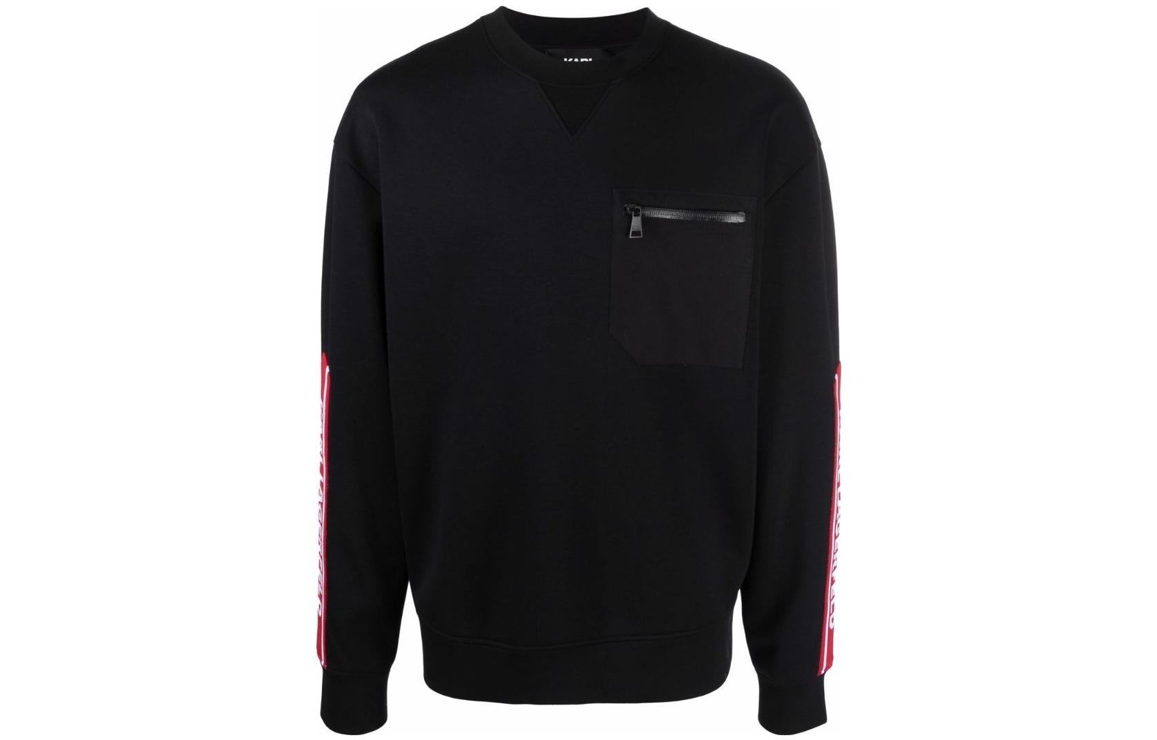 Karl Lagerfeld FW23 Black Logo Tape Casual Commuter Outdoor Sweatshirt 221M1802999