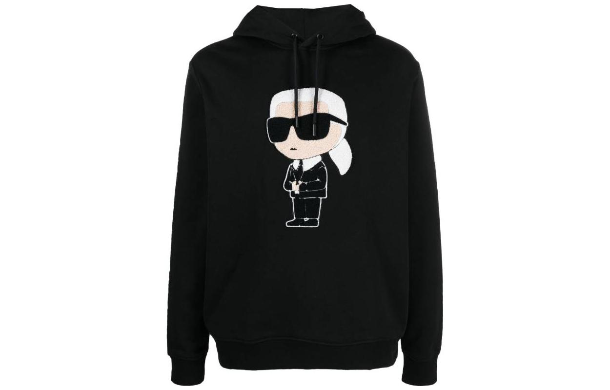 Karl Lagerfeld FW23 Graphic Print Pullover Hoodie Men’s Black 705075534950-990
