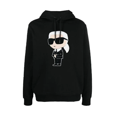Karl Lagerfeld FW23 Graphic Print Pullover Hoodie Men’s Black 705075534950-990