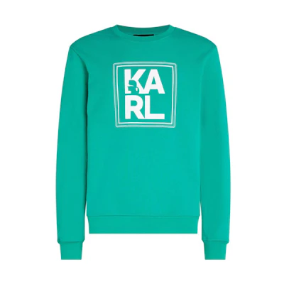 Karl Lagerfeld FW23 Green Logo Print Crewneck Sweatshirt Long Sleeve 23UM1802605