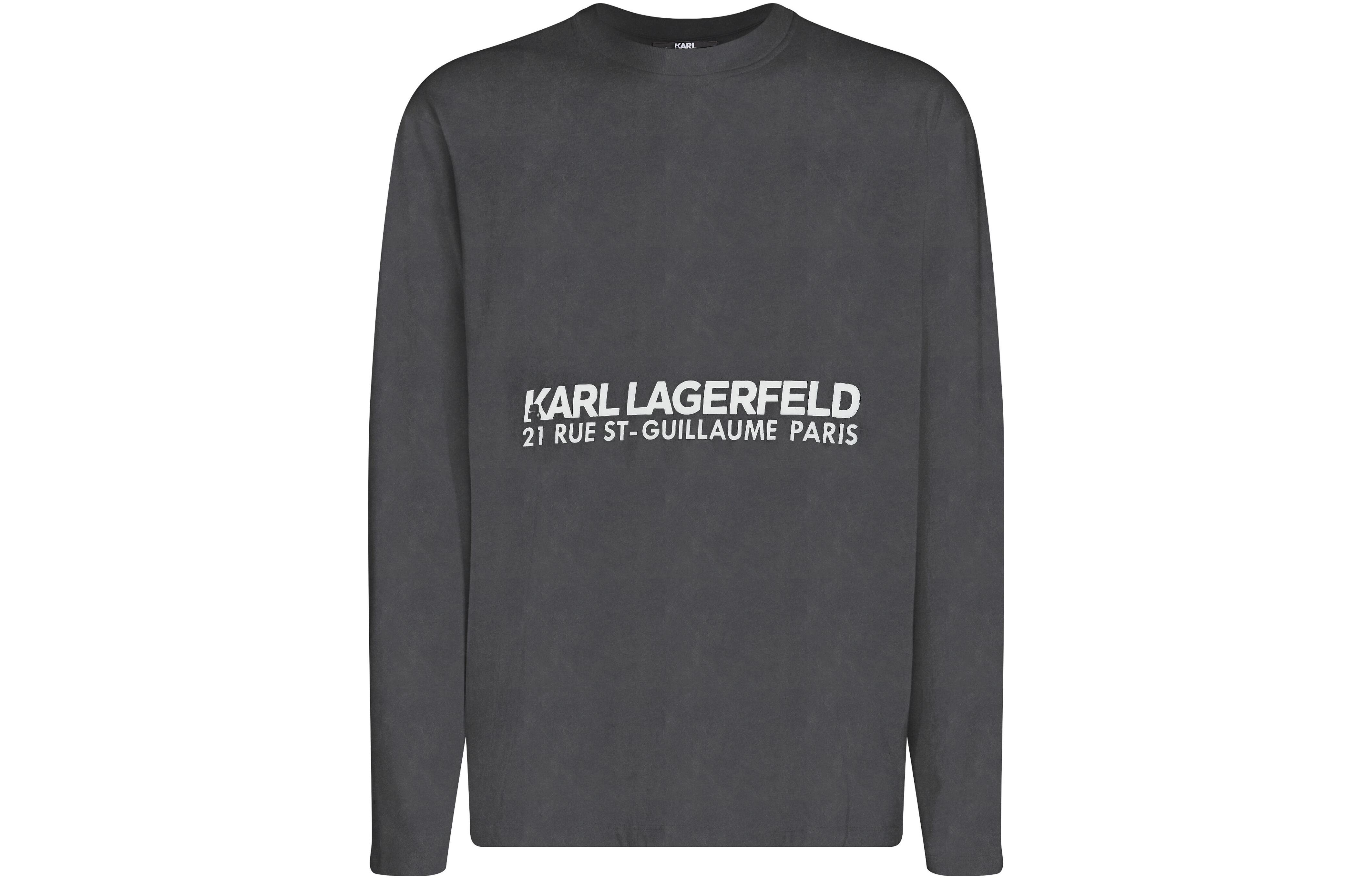 Karl Lagerfeld FW23 Grey Pullover Sweatshirt with Logo Print for Men 236M1715437