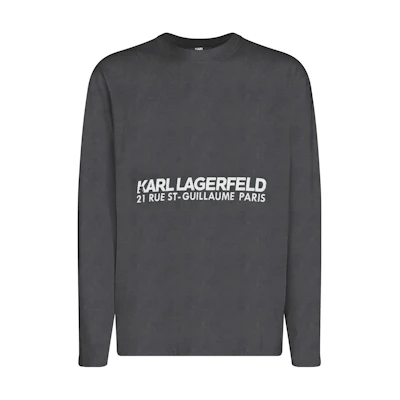 Karl Lagerfeld FW23 Grey Pullover Sweatshirt with Logo Print for Men 236M1715437