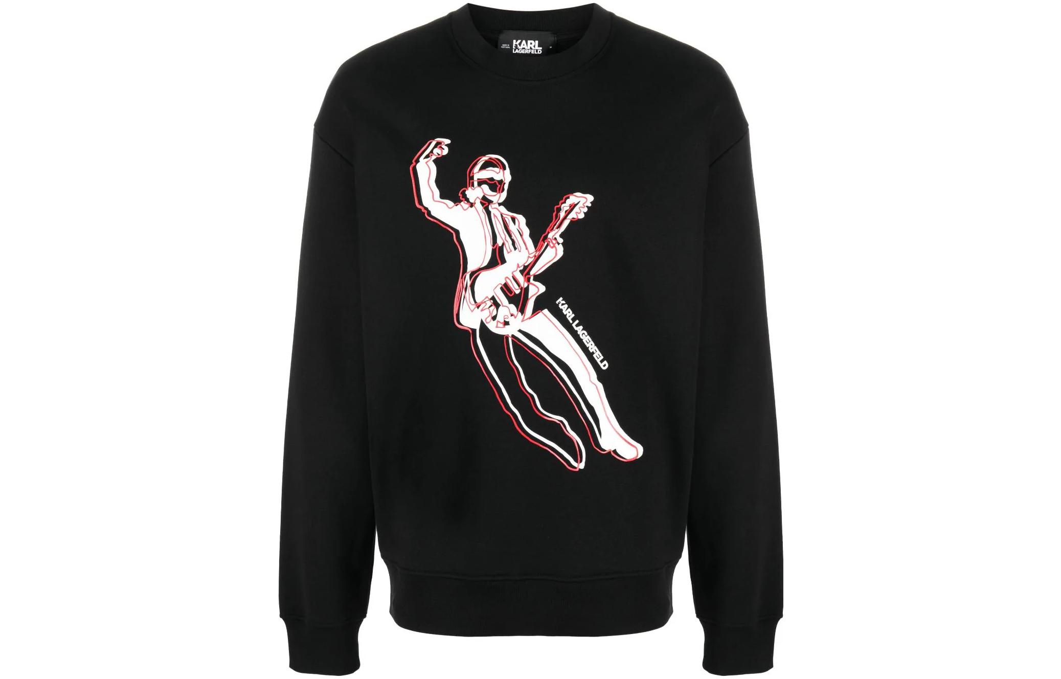 Karl Lagerfeld FW23 Letter Character Print Crewneck Sweatshirt Black Mens 236M1811999