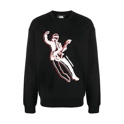 Karl Lagerfeld FW23 Letter Character Print Crewneck Sweatshirt Black Mens 236M1811999