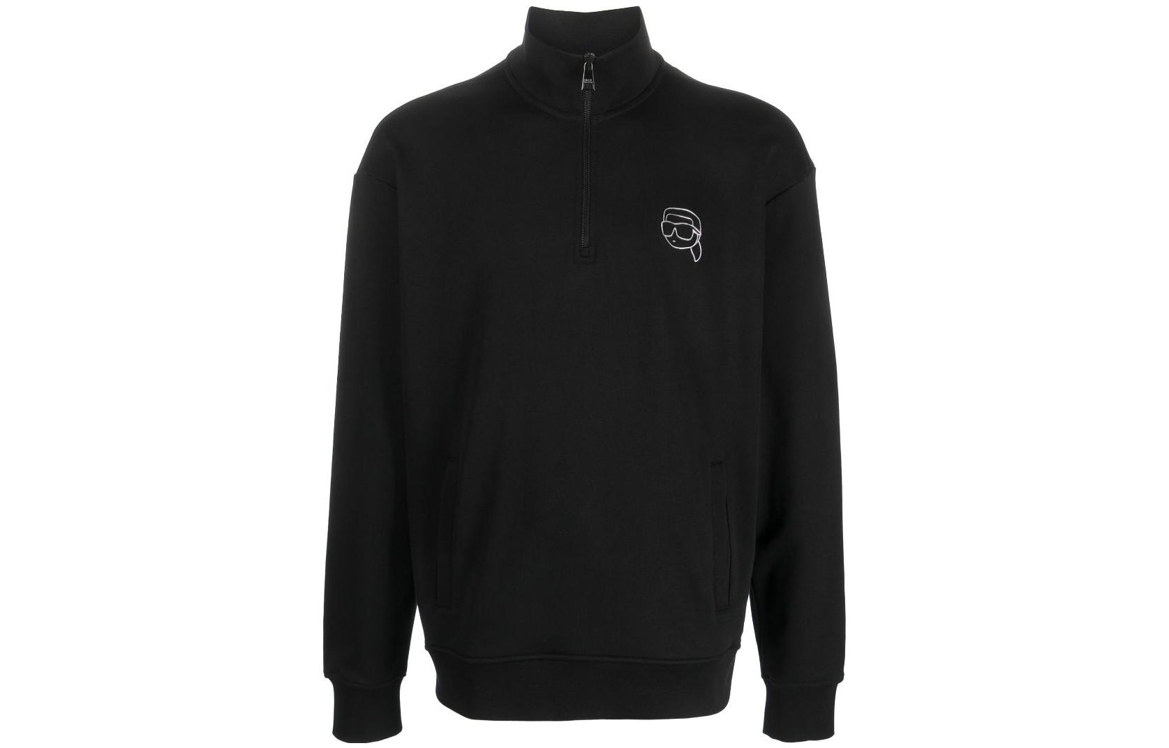 Karl Lagerfeld FW23 Logo High-Neck Drop Shoulder Sweatshirt Black () 240M1800999