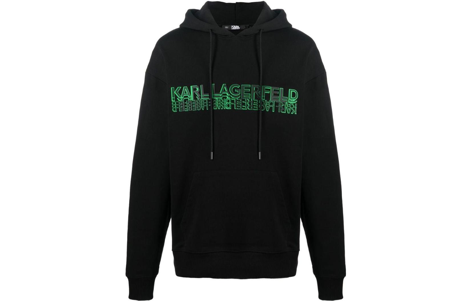 Karl Lagerfeld FW23 Logo Print Black Hoodie for Men 235M1812999