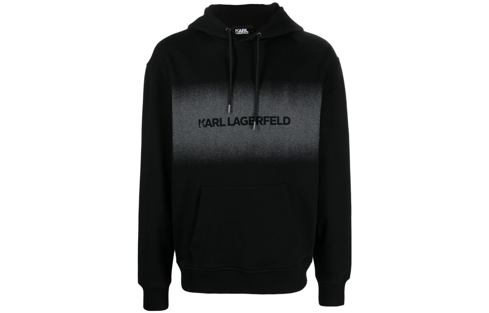 Karl Lagerfeld FW23 Logo Print Hoodie Black Long Sleeve 240M1805999
