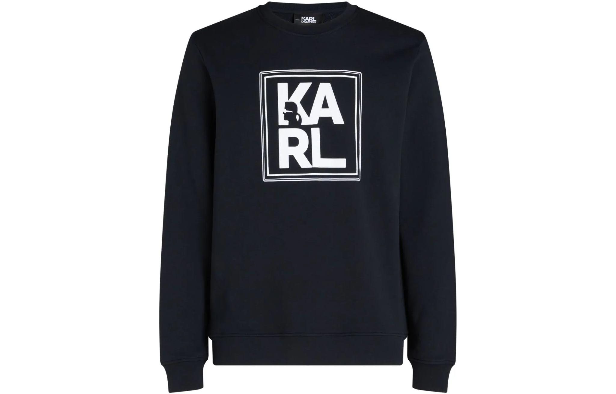 Karl Lagerfeld FW23 Logo Print Pullover Crewneck Sweatshirt Black 23UM1703999