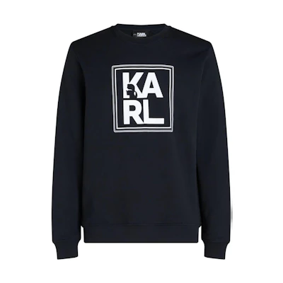 Karl Lagerfeld FW23 Logo Print Pullover Crewneck Sweatshirt Black 23UM1703999