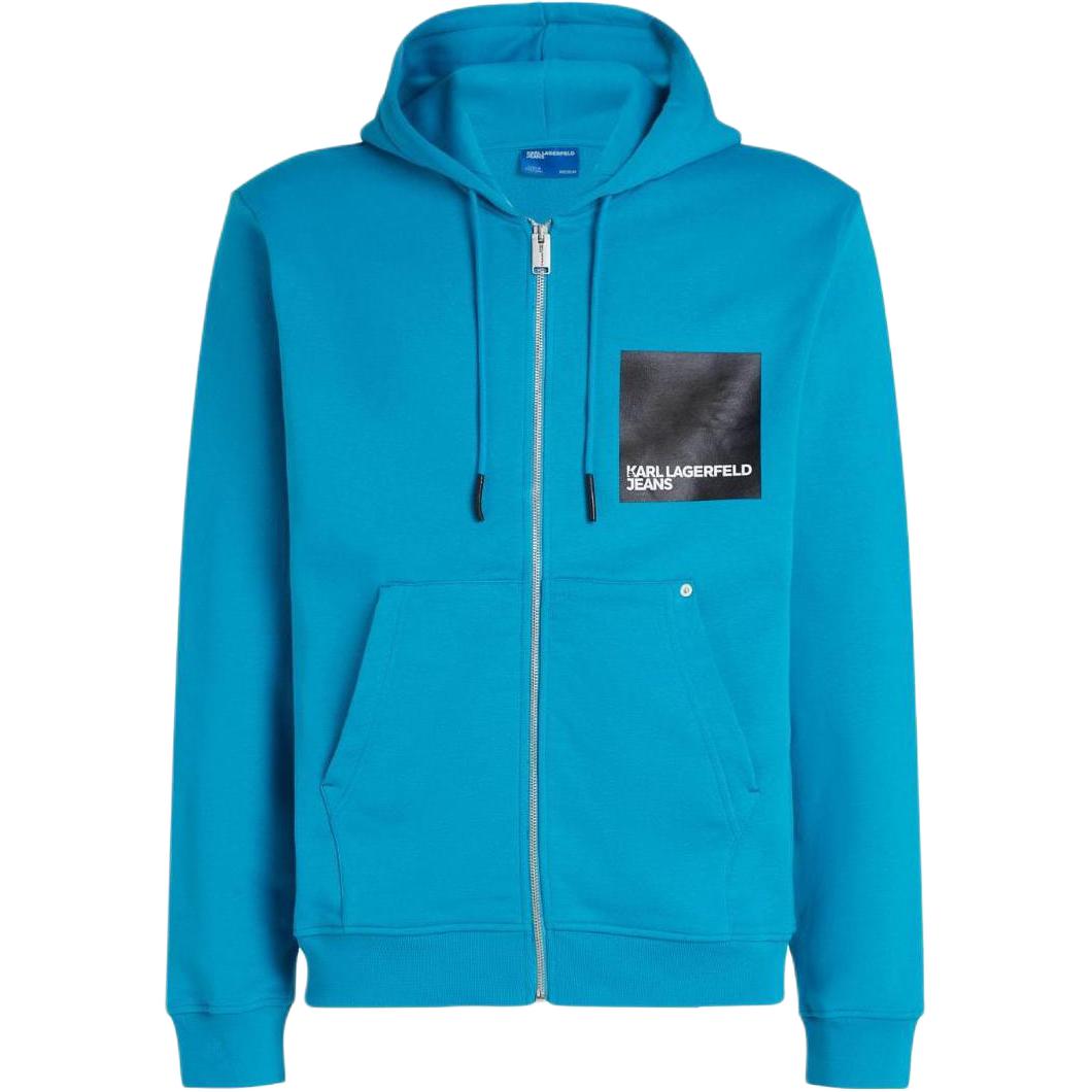 Karl Lagerfeld FW23 Turquoise Blue Logo Print Drawstring Hoodie 235D1803275