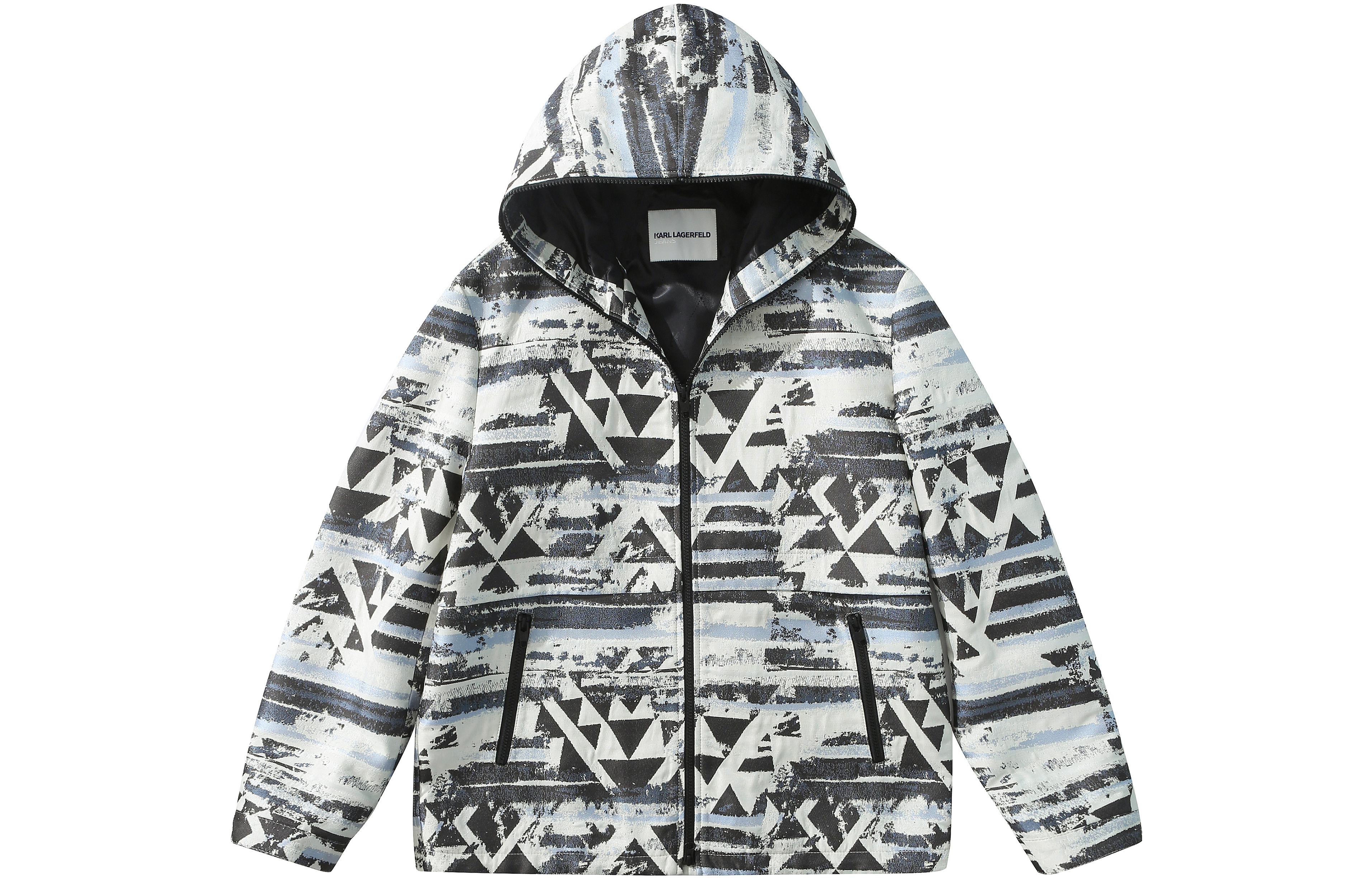 Karl Lagerfeld Geometric Print Casual Hoodie Jacket Men’s Light Blue 1K1D50101813