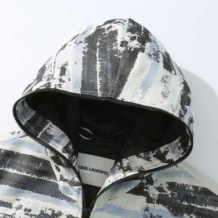 Shop Karl Lagerfeld 幾何圖案休閒連帽外套 男款 淺藍色 1K1D50101813