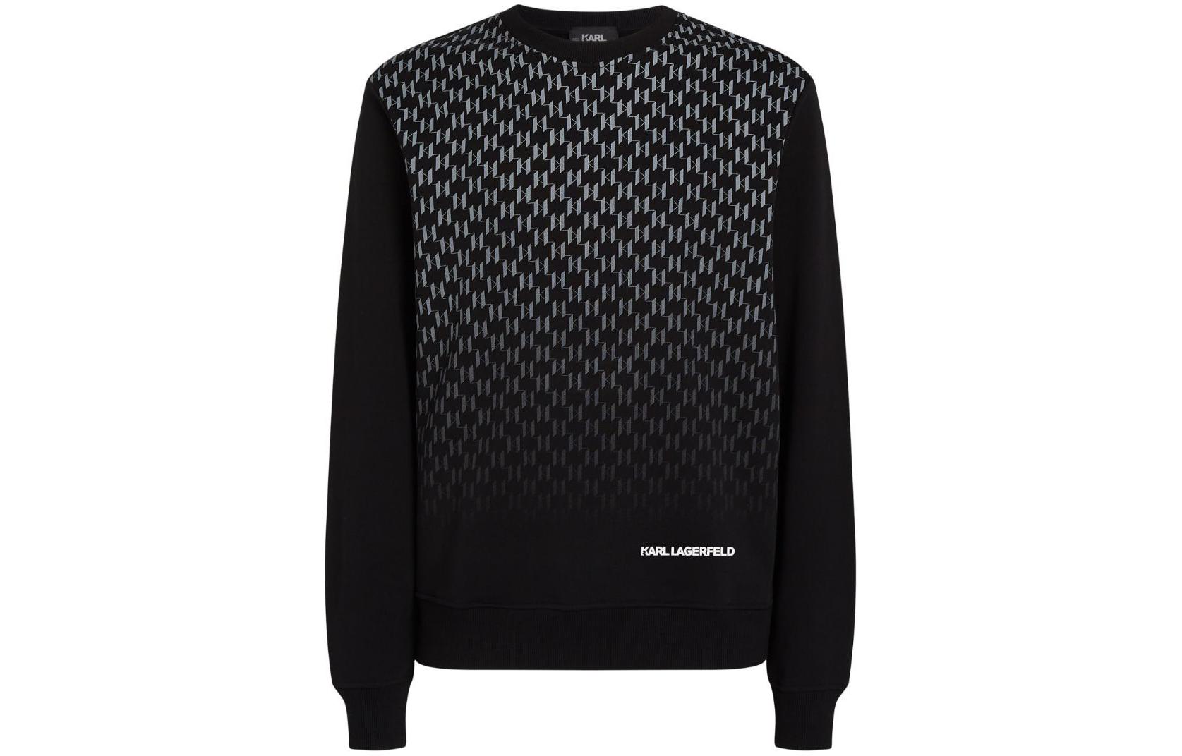 Karl Lagerfeld Gradient Geometric Crewneck Pullover Sweatshirt Men’s Black 245M1800999