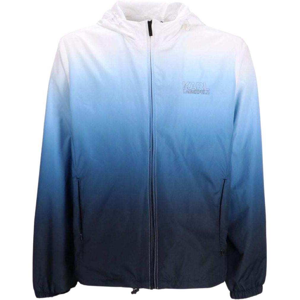 Karl Lagerfeld Gradient Hooded Zip-Up Jacket Blue Urban Street Style 505404541580