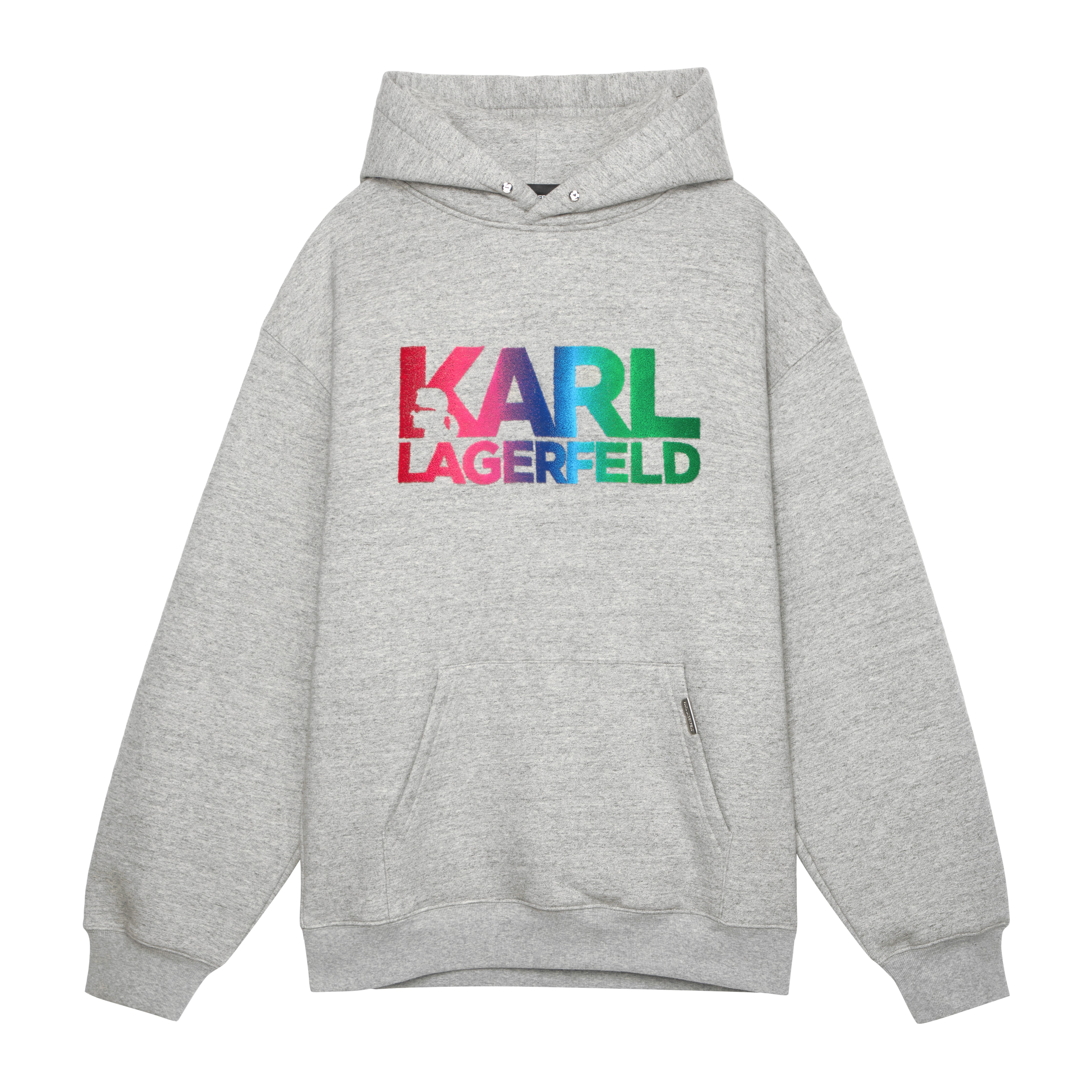 Karl Lagerfeld Gradient Logo Oversized Hoodie Unisex - Gray 1K3C50603831