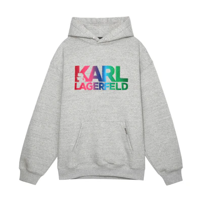 Karl Lagerfeld Gradient Logo Oversized Hoodie Unisex - Gray 1K3C50603831