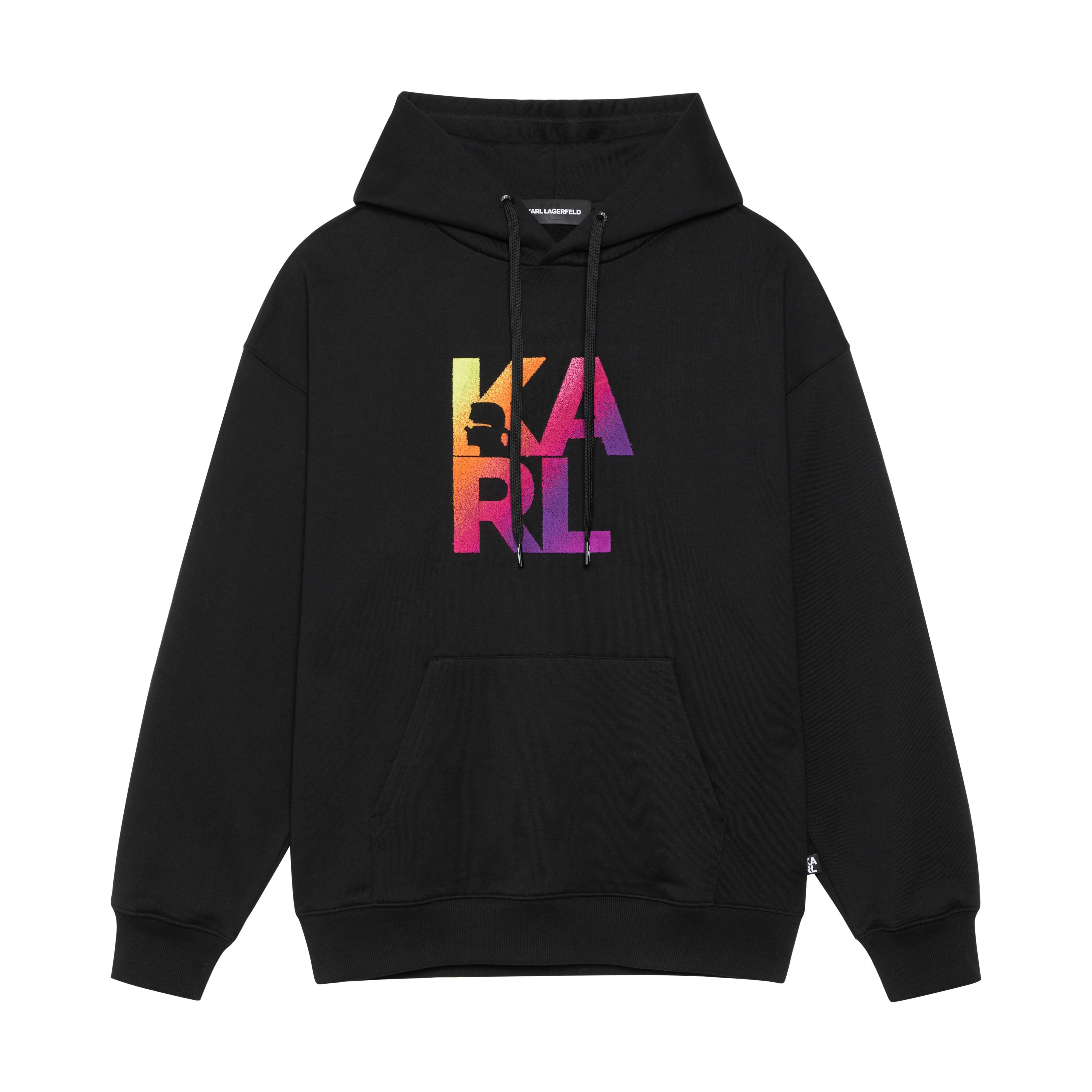 Karl Lagerfeld Gradient Logo Print Hoodie Unisex Black 1K3C50603834