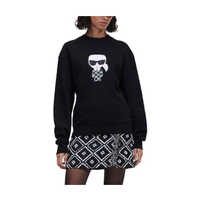 Karl Lagerfeld Graphic Crewneck Sweatshirt Black Unisex Casual Outdoor Wear 220W1883