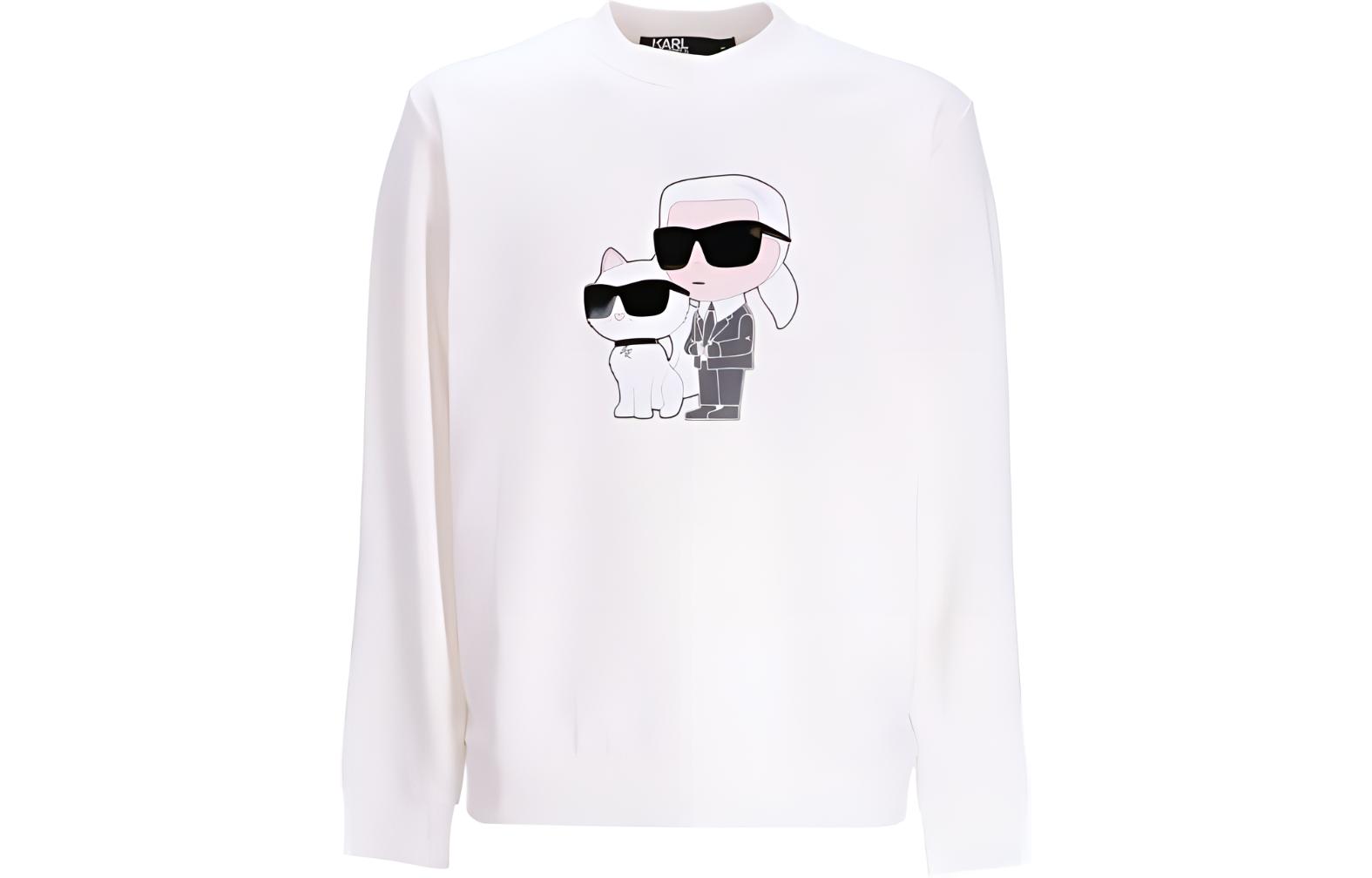 Karl Lagerfeld Graphic Print Crewneck Pullover Sweatshirt Men’s White 70506353494010