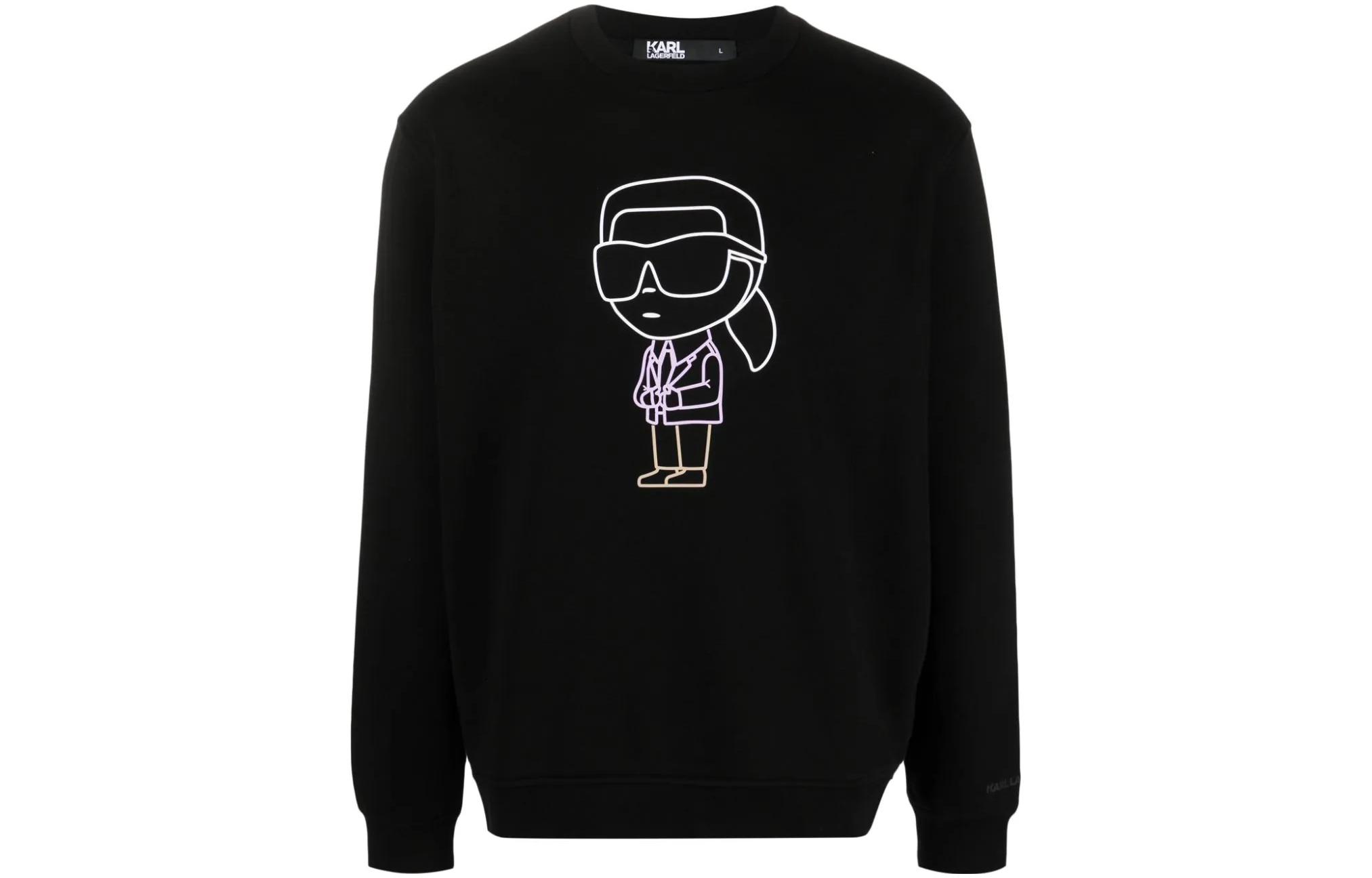 Karl Lagerfeld Graphic Print Crewneck Sweatshirt Men’s Black 705400533910-990