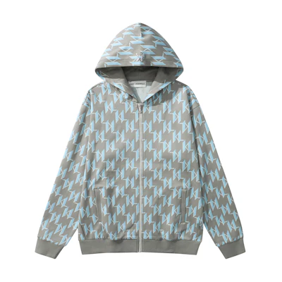 Karl Lagerfeld Graphic Print Zip Jacket Gray Blue Casual Style 1K1D50604816