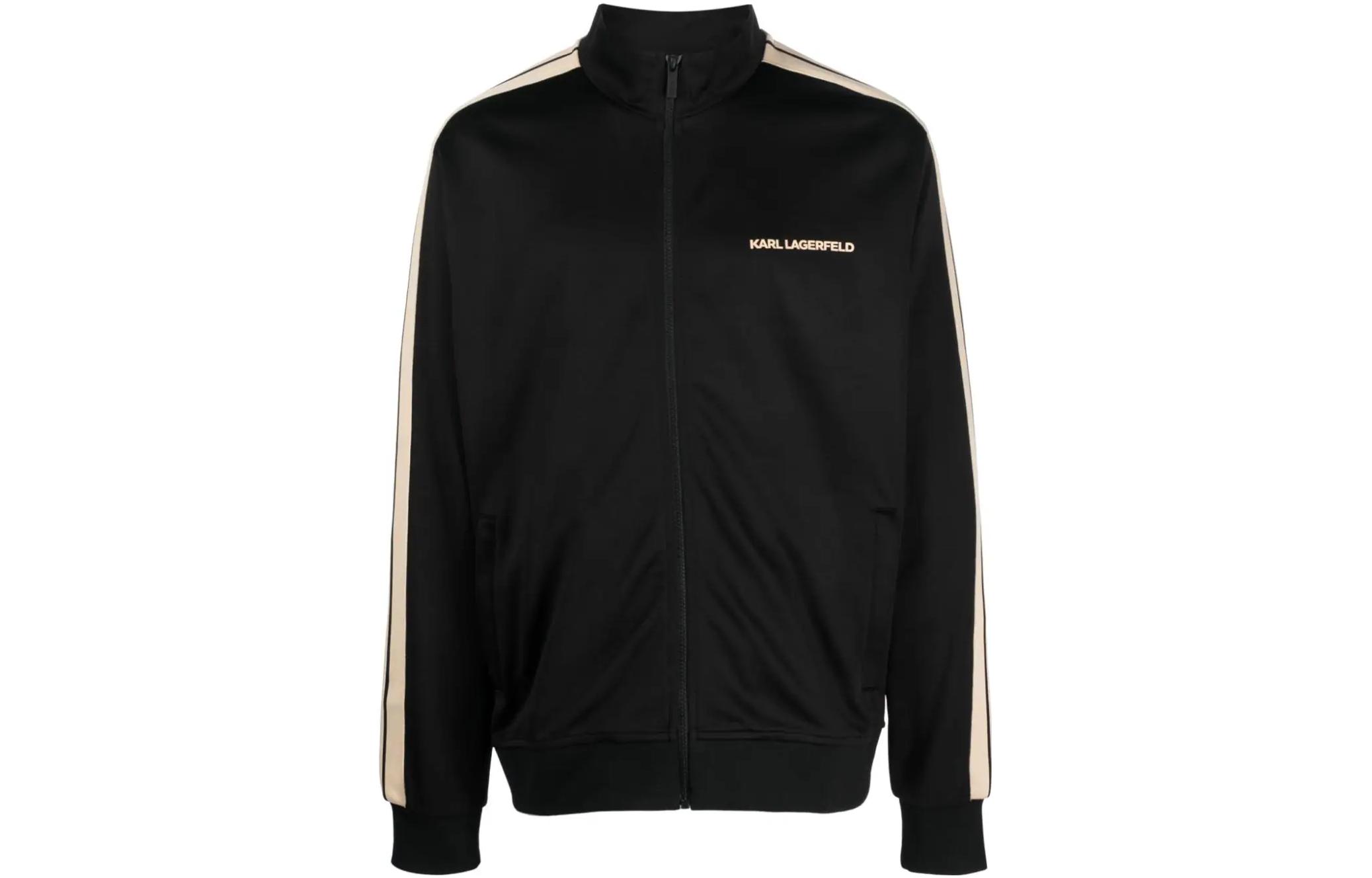 Karl Lagerfeld Half-Zip Striped Shoulder Print Long-Sleeve Jacket 705406533905-990