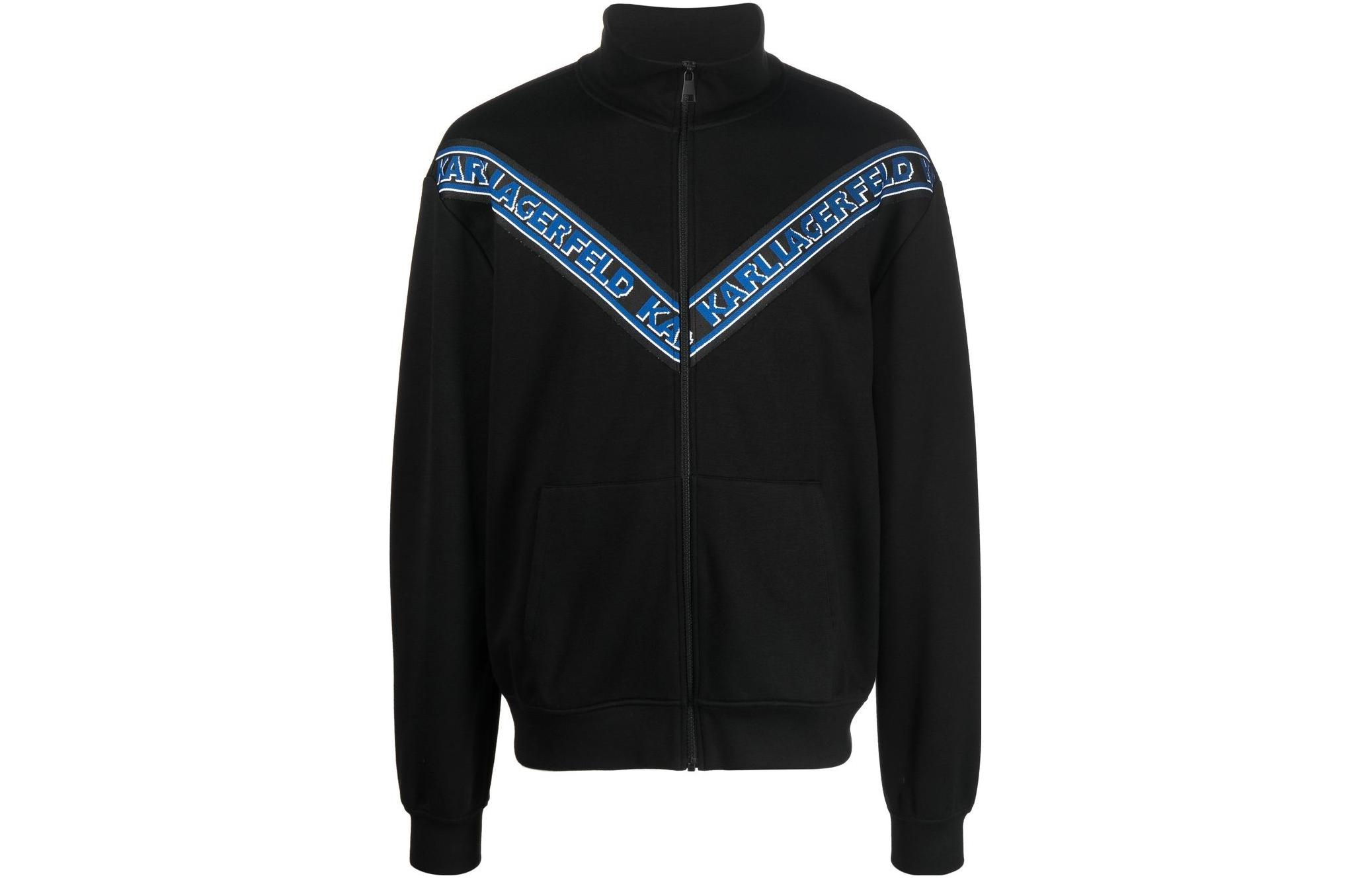 Karl Lagerfeld High Neck Colorblock Print Sweatshirt - Black 226M1812999