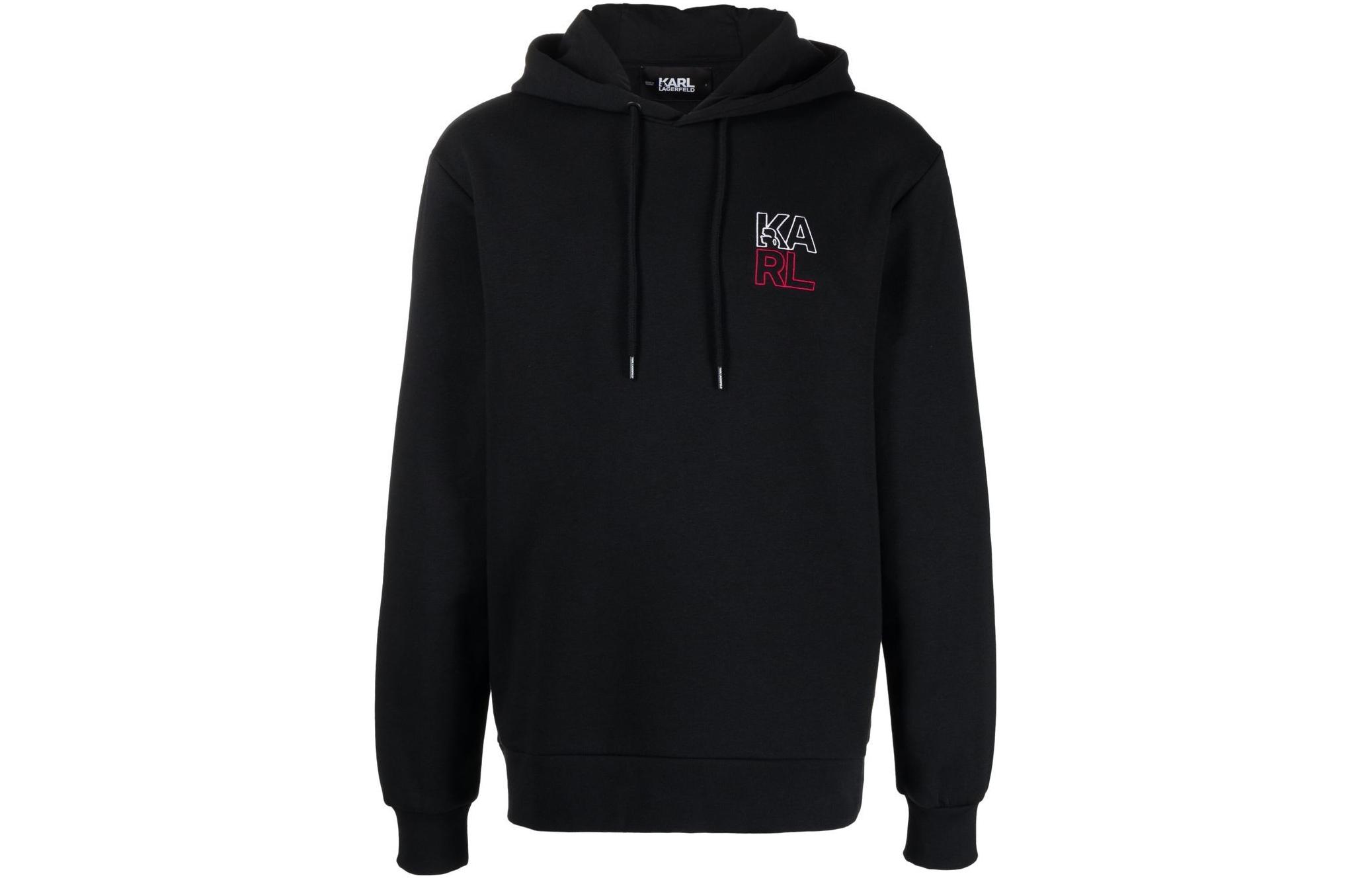 Karl Lagerfeld Hoodie Black with Letter Logo Embroidery 22WM1801999