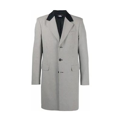 Karl Lagerfeld Houndstooth Print Single-Breasted Jacket Gray 216M1590998