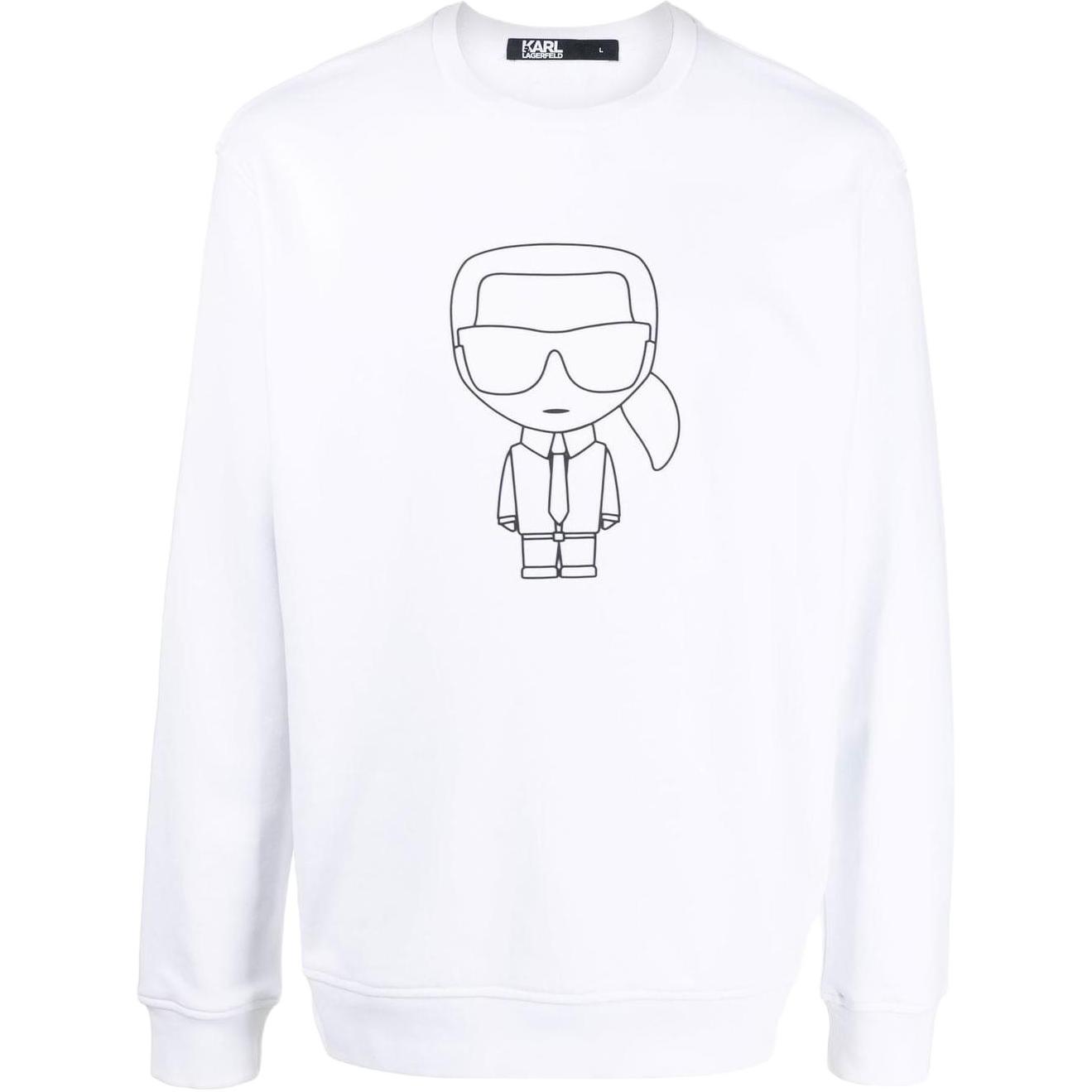 Karl Lagerfeld Ikonic Karl Cartoon Print Crewneck Sweatshirt White 70506052190010