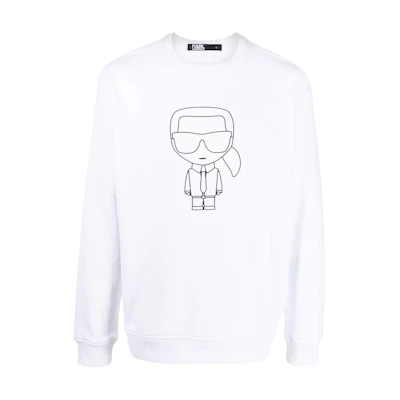Karl Lagerfeld Ikonic Karl Cartoon Print Crewneck Sweatshirt White 70506052190010