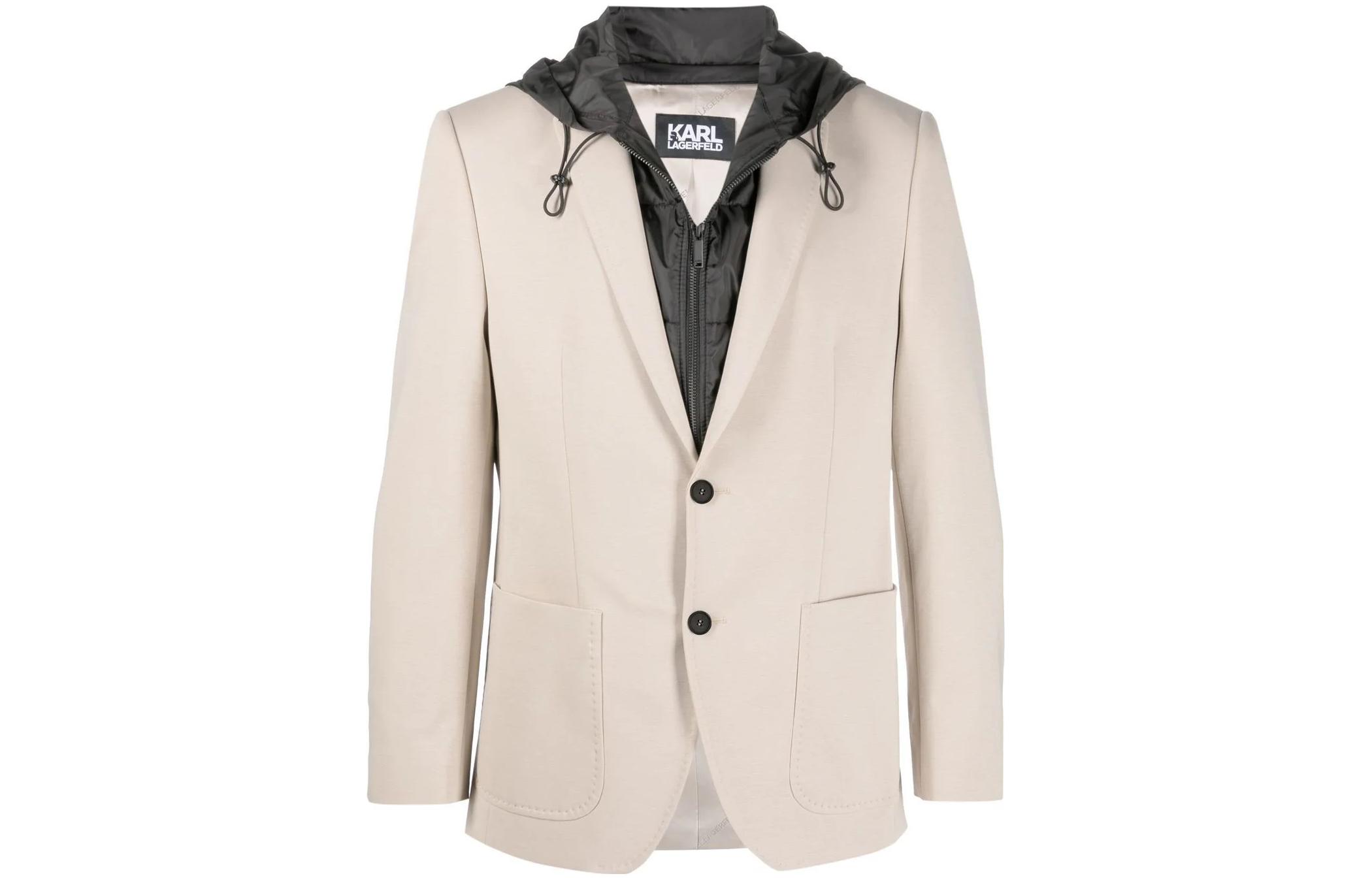 Karl Lagerfeld Layered Button-Up Jacket Beige - Streetwear Travel Style 15538410521000