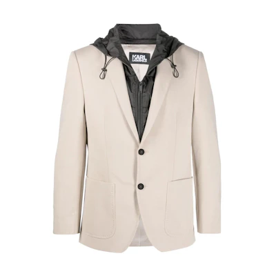 Karl Lagerfeld Layered Button-Up Jacket Beige - Streetwear Travel Style 15538410521000