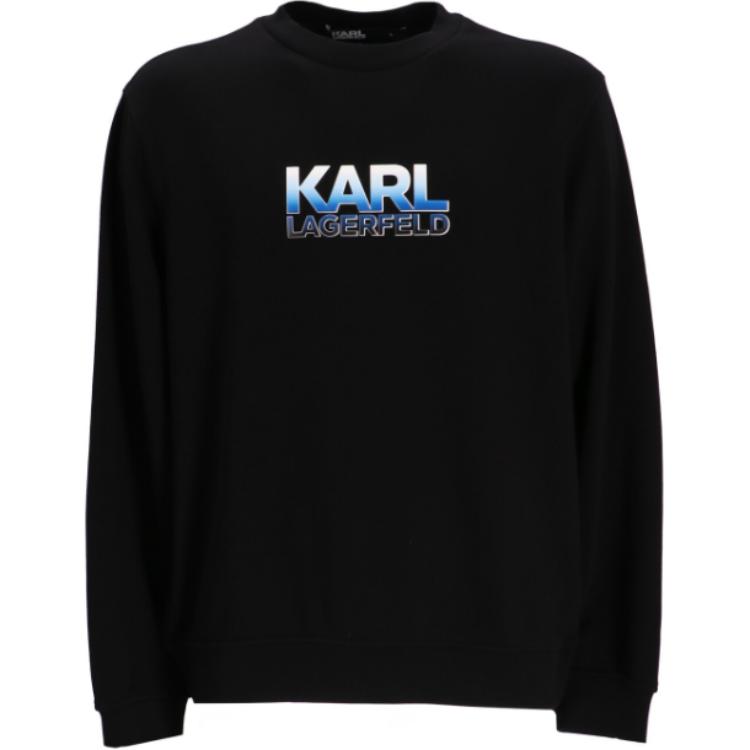 Karl Lagerfeld Letter Graphic Crewneck Long Sleeve Sweatshirt Black 705405541900-990