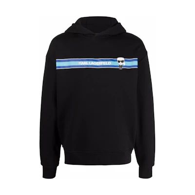 Karl Lagerfeld Letter Logo Hoodie Black Long Sleeve Sweatshirt 221M1881999