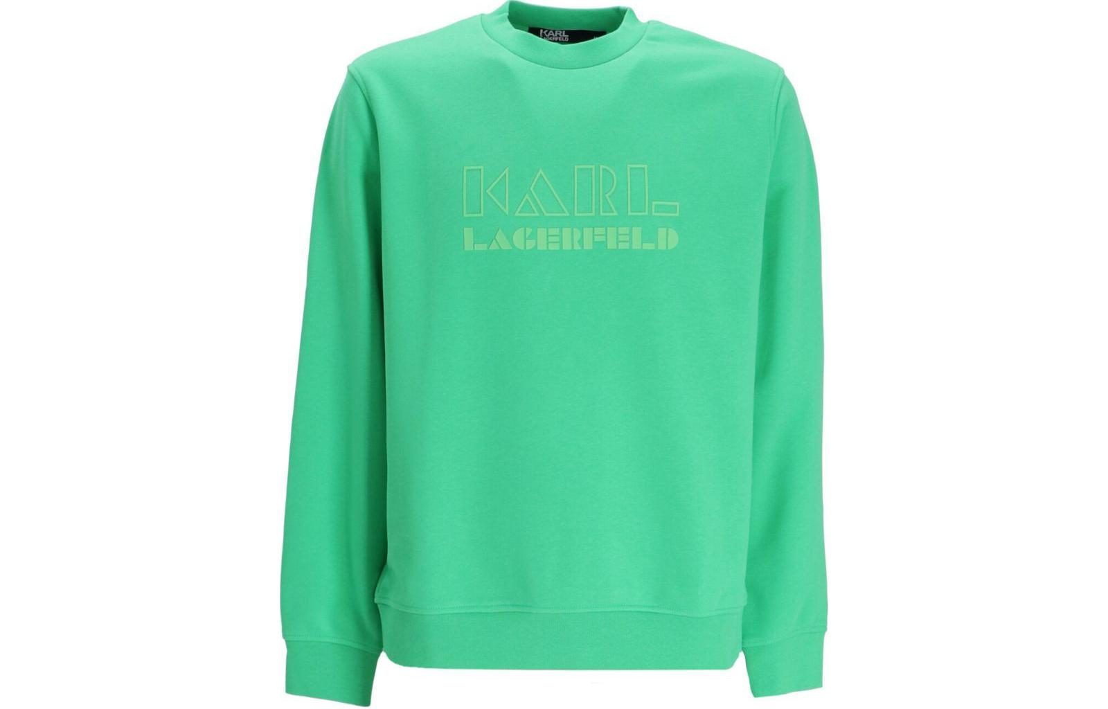 Karl Lagerfeld Letter Logo Print Crewneck Sweatshirt Men’s Light Green 705060533910-510