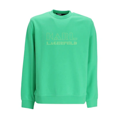 Karl Lagerfeld Letter Logo Print Crewneck Sweatshirt Men’s Light Green 705060533910-510