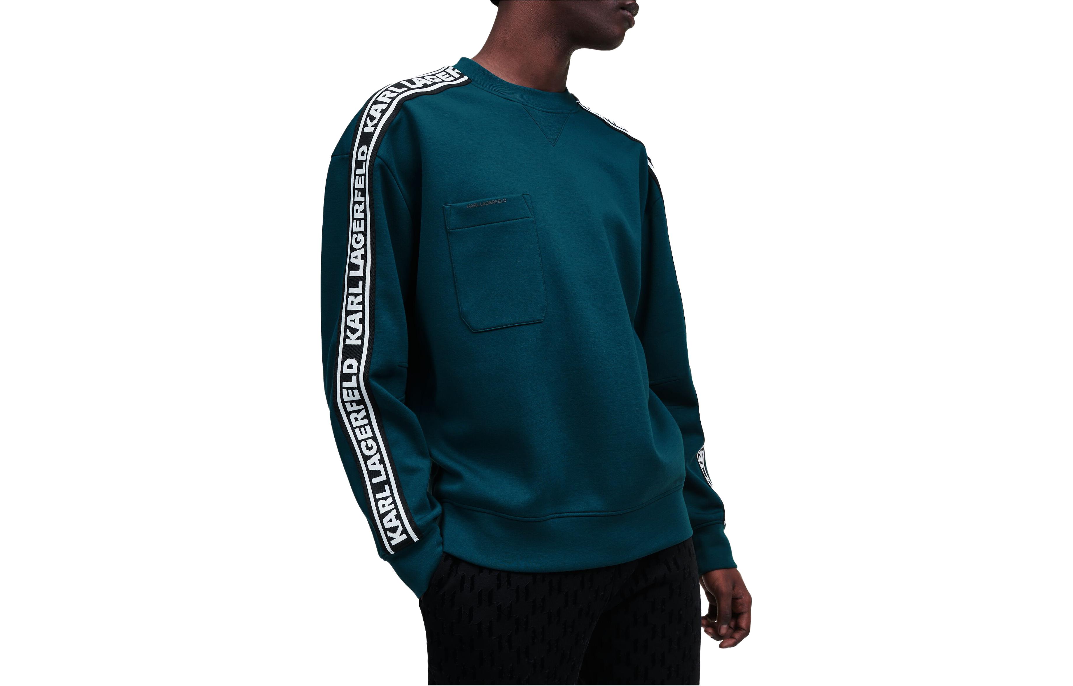 Karl Lagerfeld Letter Logo Print Sweatshirt Deep Blue-Green 220M1805652