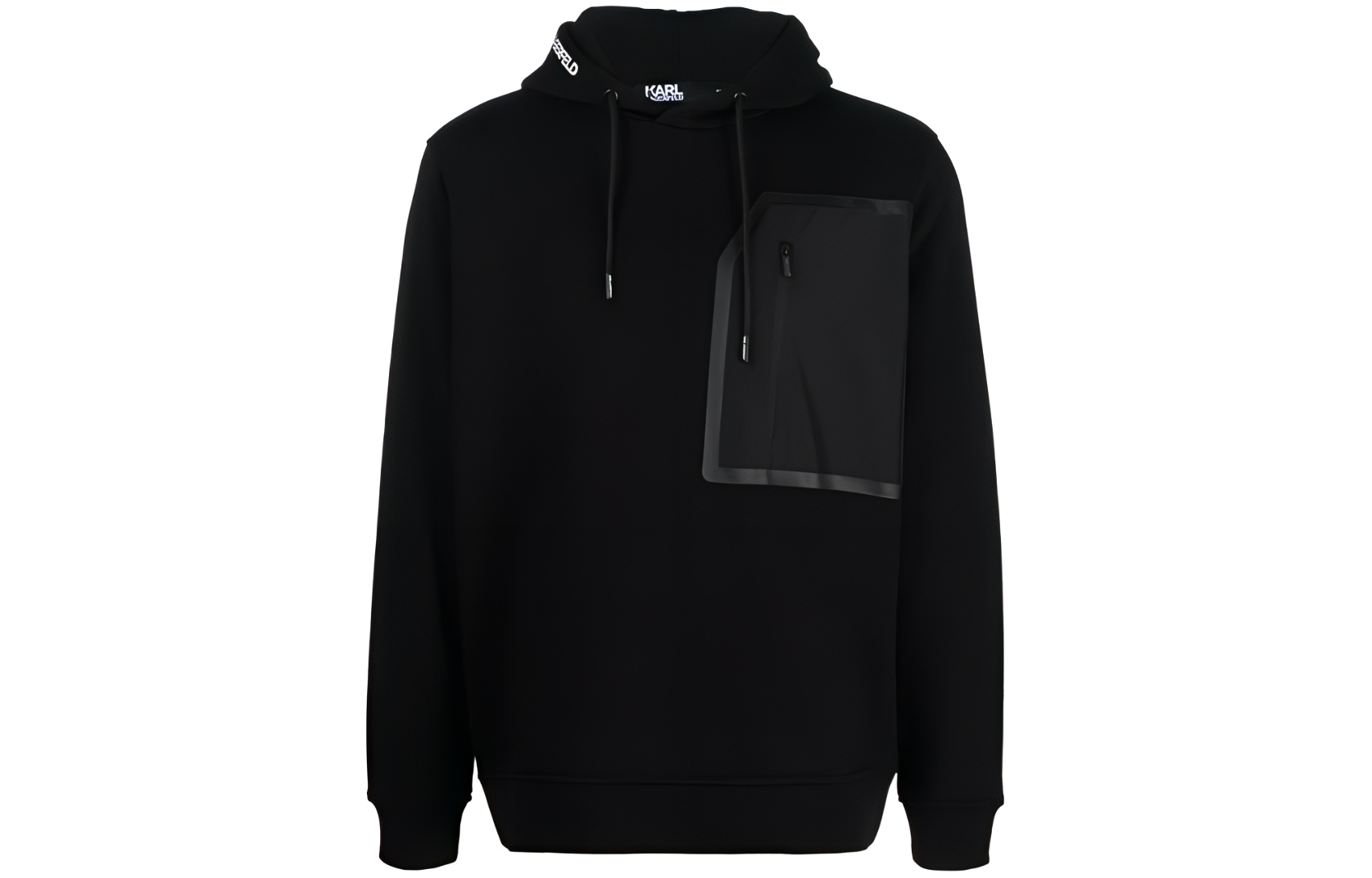 Karl Lagerfeld Letter Print Drawstring Hoodie Men’s Black Long Sleeve KL705062533910-990
