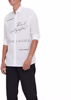KARL LAGERFELD Letter Print Long Sleeve Button-Up Shirt White Mens 60591651260010 KARL LAGERFELD Letter Print Long Sleeve Button-Up Shirt White Mens 60591651260010