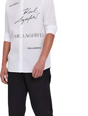 KARL LAGERFELD Letter Print Long Sleeve Button-Up Shirt White Mens 60591651260010 Lookbook KARL LAGERFELD Letter Print Long Sleeve Button-Up Shirt White Mens 60591651260010