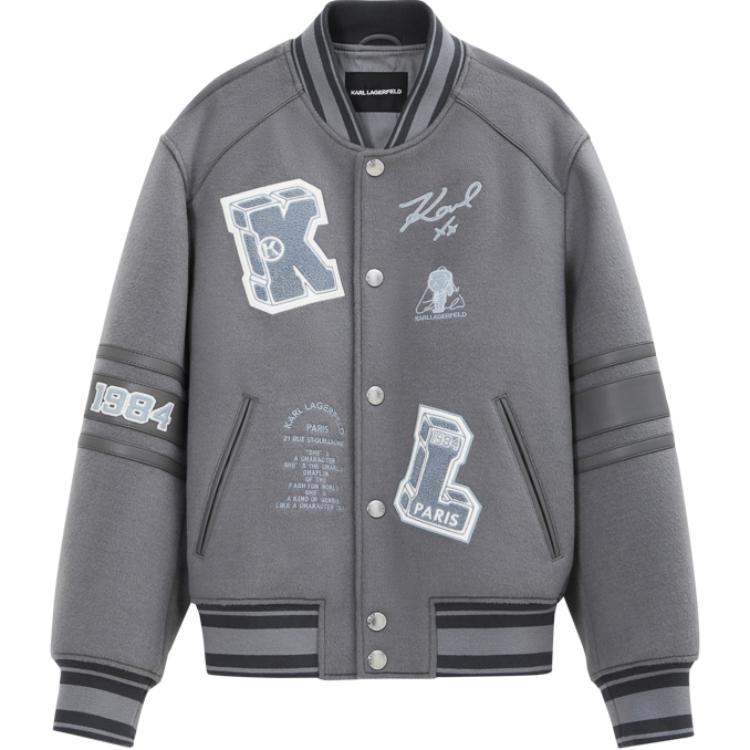 Karl Lagerfeld Letter Print Single-Breasted Casual Jacket Men’s Blue Gray 1K1D70101921