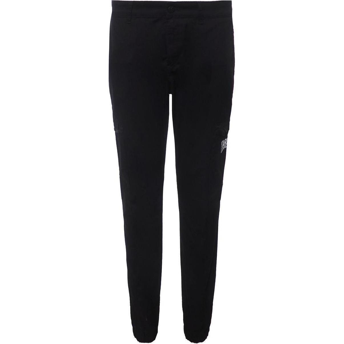 Lookbook Karl Lagerfeld Letter Print Zip Pocket Tapered Cargo Pants Black Men 255824-990