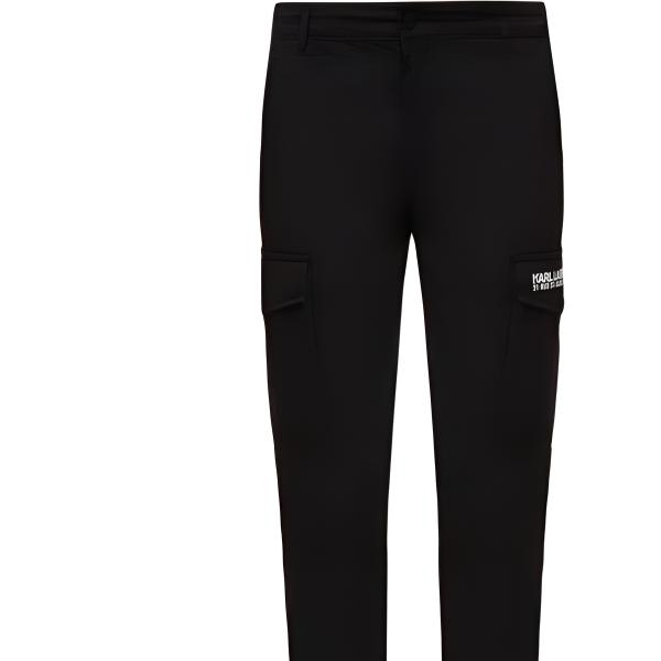 Purchase Karl Lagerfeld Letter Print Zip Pocket Tapered Cargo Pants Black Men 255824-990