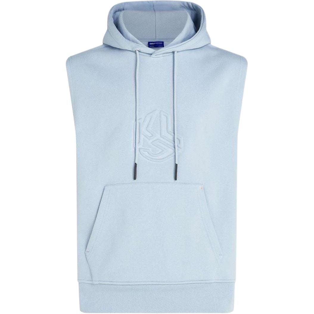Karl Lagerfeld Light Blue Logo Print Sleeveless Hoodie 241D1804299