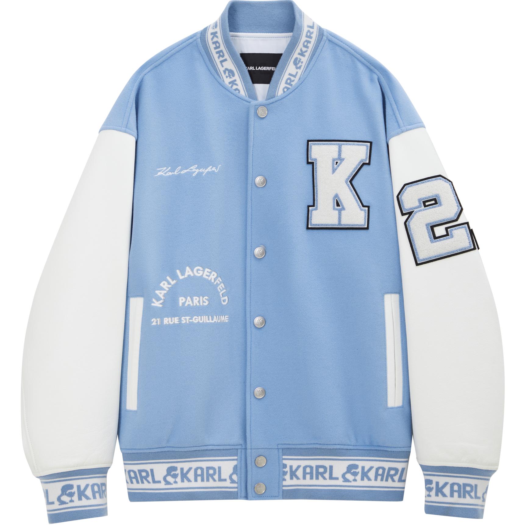 Karl Lagerfeld Light Blue Single-Breasted Logo Outdoor Jacket 1K1D50101820